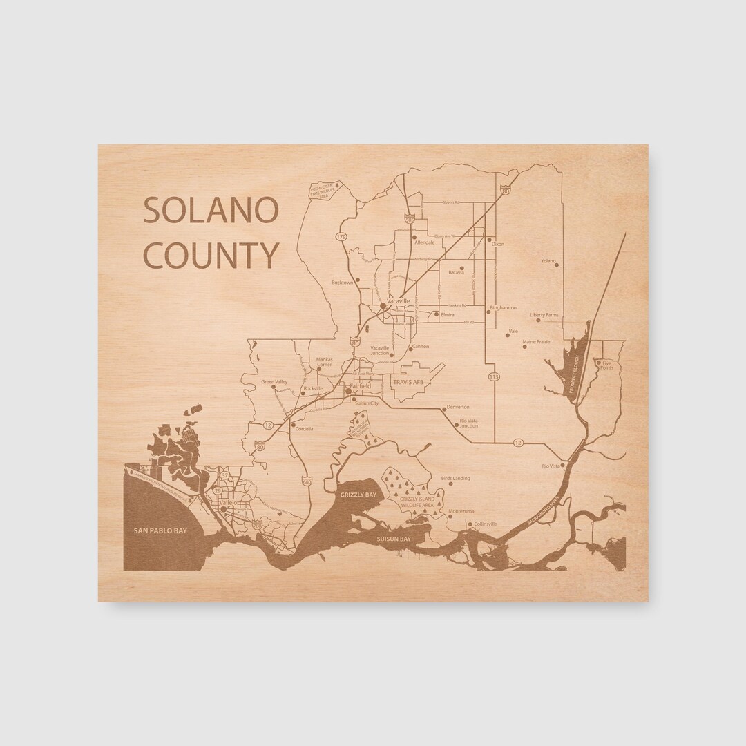 Solano County California, Personalized Wall Art, Engraved Wood Map - Etsy