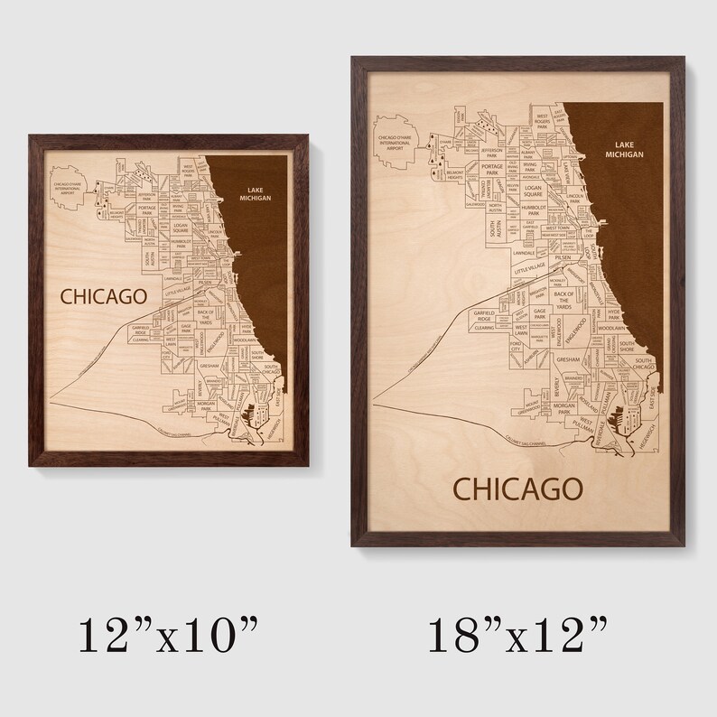 Chicago Map Wall Art Map of Chicago Neighborhoods Custom Map Etsy