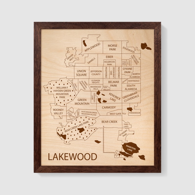 Lakewood Colorado Neighborhood Map Denver Map Art Living Etsy