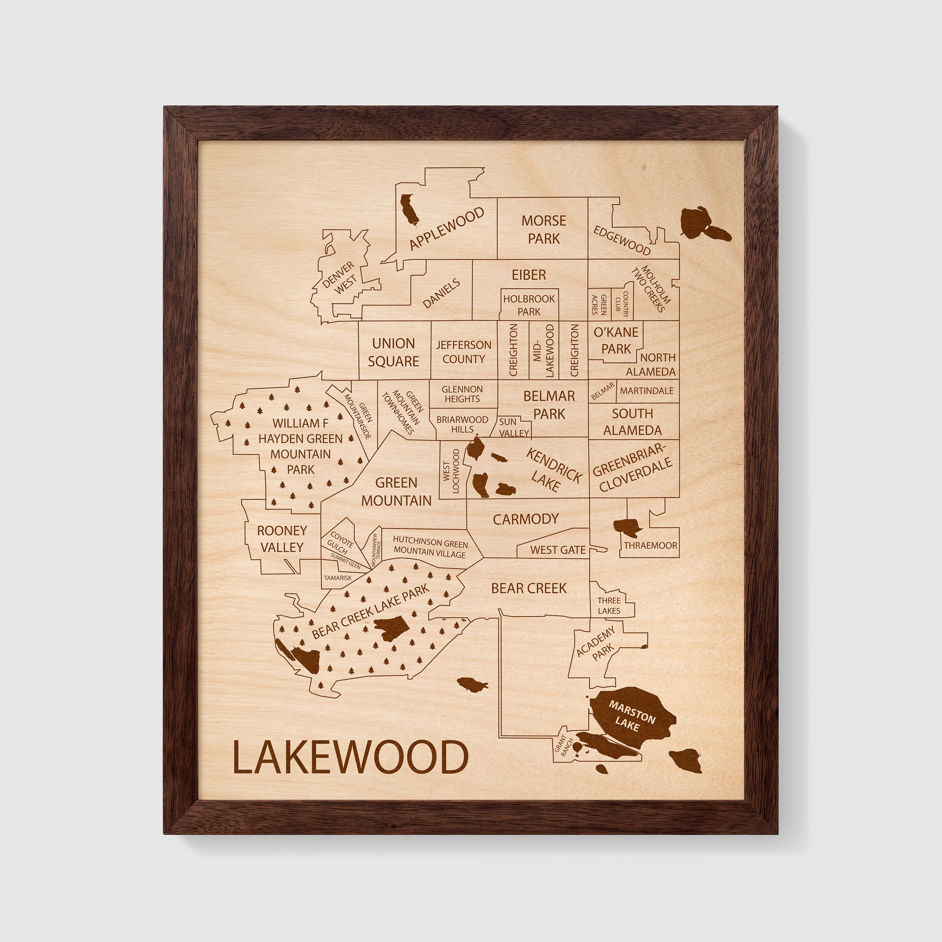 Lakewood Colorado Neighborhood Map Denver Map Art Living Etsy India