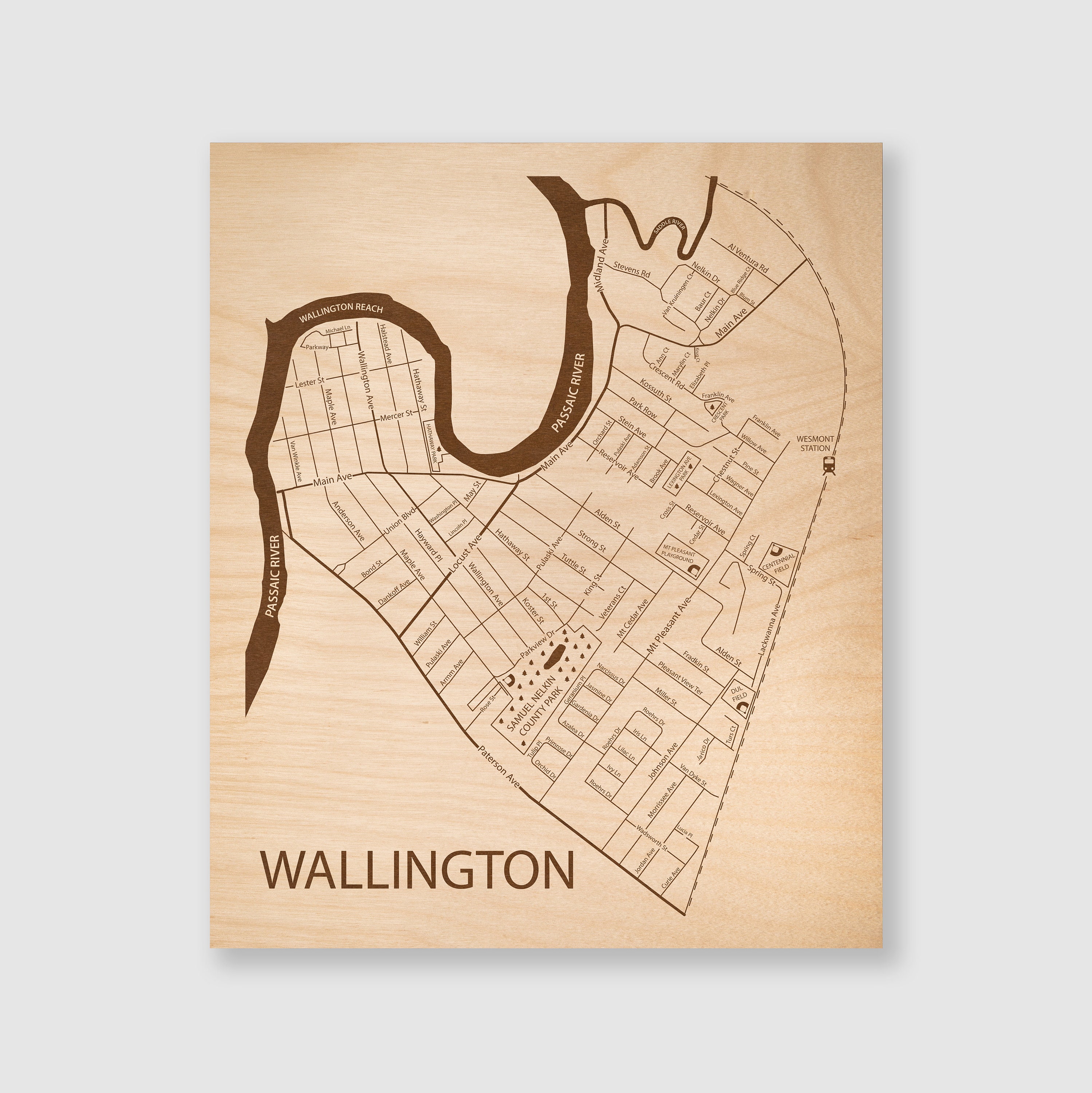 Wallington Map Art New Jersey Wall Art Small Town Art | Etsy