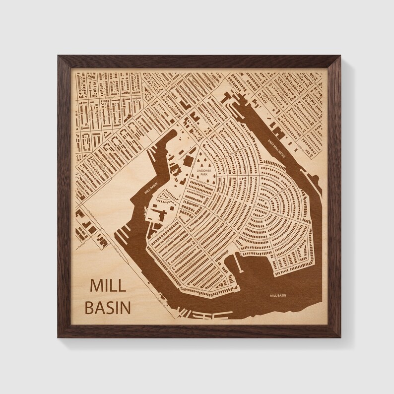 Mill Basin Map Brooklyn Neighborhood Map Engraved Wood Etsy