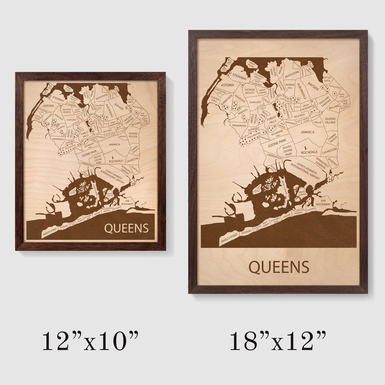 Queens NY Map Queens Neighborhood Map Queens Wall Art Decor Etsy