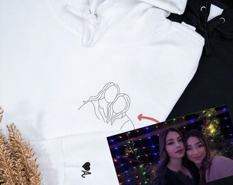 Sudadera con capucha personalizada para parejas, sudadera con bordado de amor personalizada, año de fundación