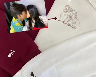 Sudadera con capucha personalizada a juego para parejas, sudadera bordada personalizada para parejas