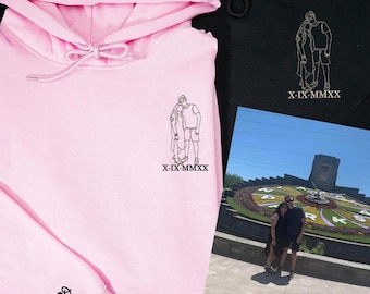 Sudadera con capucha personalizada con foto de amor, sudadera bordada personalizada para parejas, año de fundación