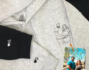 Sudadera personalizada con capucha "Amor" para parejas, regalo de aniversario bordado personalizado.