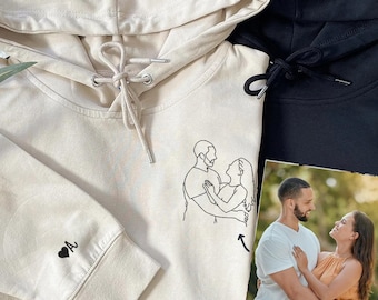 Sudadera con capucha personalizada para parejas, sudadera con foto bordada personalizada.