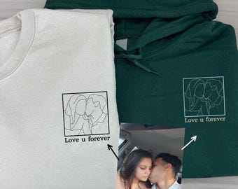 Sudadera personalizada con foto de aniversario, bordado personalizado para parejas