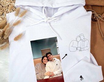 Sudadera personalizada de aniversario con bordado de foto de pareja a medida