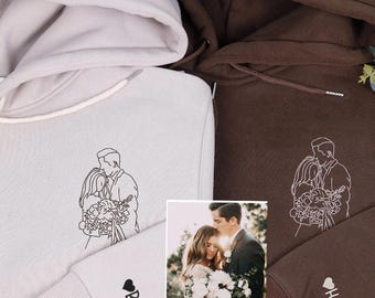 Sudadera con capucha personalizada para parejas con foto, sudadera con bordado personalizado de amor, regalo del año de fundación