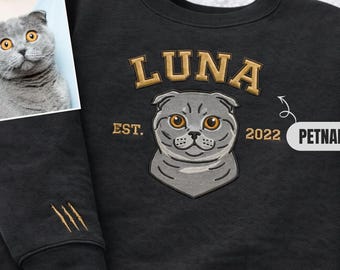 Sudadera personalizada con retrato de mascota, sudadera con capucha bordada para perro y gato, regalo para amantes de las mascotas
