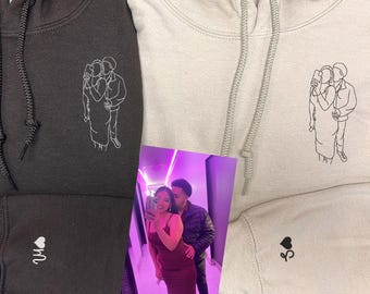 Sudadera personalizada con capucha "Amor" para parejas, bordado de foto personalizado, regalo del año de fundación