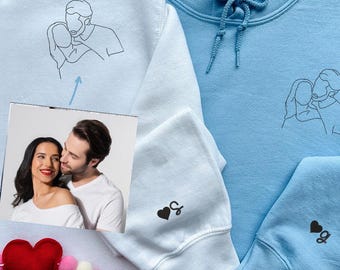 Sudadera personalizada para parejas, sudadera con foto bordada a medida, regalo de aniversario