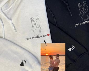 Sudadera personalizada para aniversario de pareja, sudadera con foto bordada personalizada.