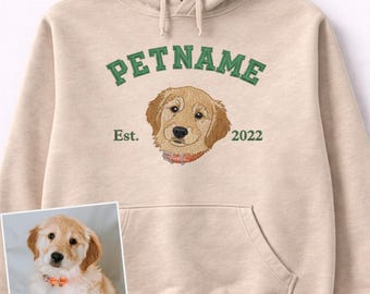 Sudadera personalizada con retrato de mascota, sudadera con capucha bordada para perro y gato, regalo para amantes de las mascotas