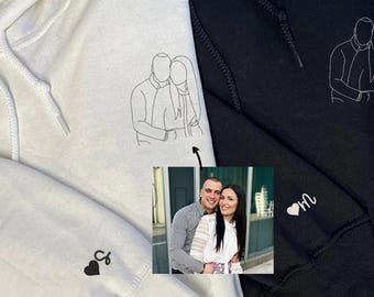 Sudadera con capucha bordada a medida con la palabra "Love" (amor), regalo personalizado para parejas con foto