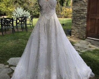 Daniel Degli Onofri Roma Brautkleid Pailletten Xs 4 A Linie Vollkleid Used