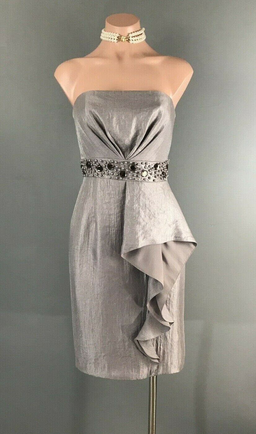 Vintage Vintage Adrianna Papell Dress 6 Silver Gray metallic | Etsy