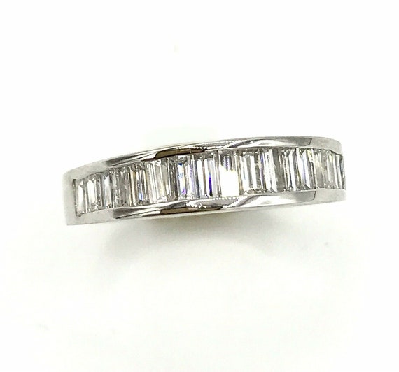 14 kt White Gold BAGUETTE DIAMOND RING Wedding Ba… - image 3