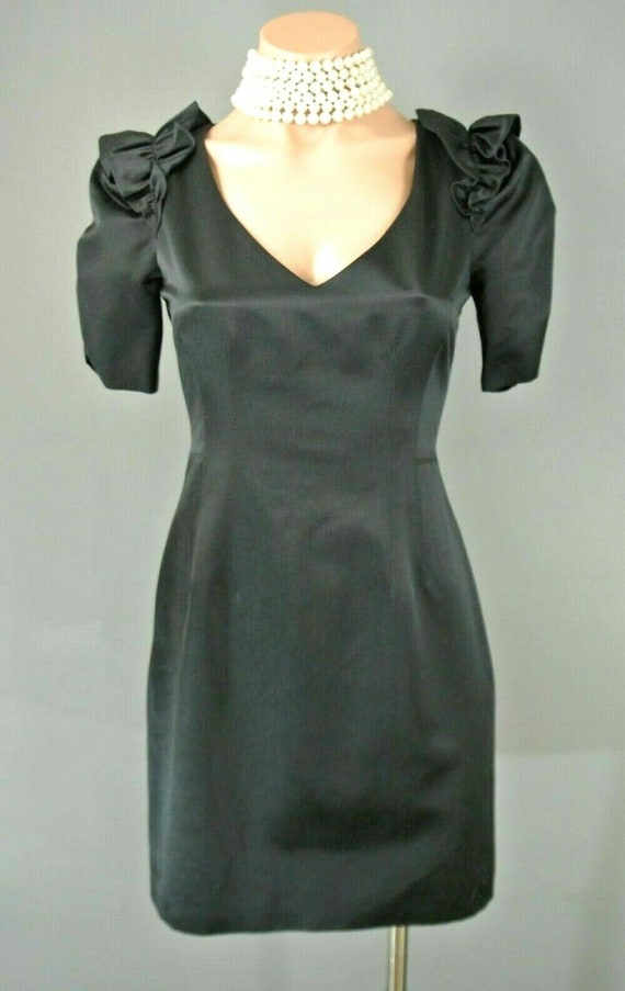 Rebecca Taylor Satin Cocktail Dress 0 Black Satin