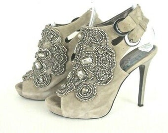 Sam Edelman GrauEs Fußband High Heel Pumps 7 Formal Jeweled Stilletos