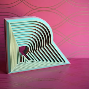 Fidget personalizado con la letra R - Regalo personalizado - Inicial única - Impresión 3D - Fractal, desplazamiento, capas, apilado, expansión, geométrico, repetición