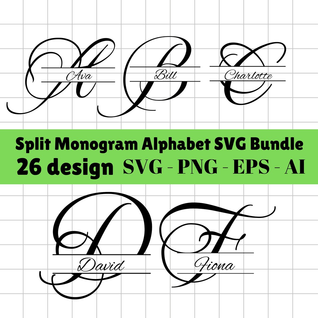 Split Monogram Alphabet SVG EPS PNG Split 26 Individual Svg Png Eps Ai ...