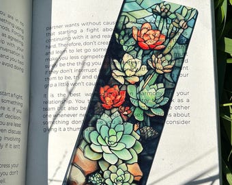 Succulent Bookmark – Handmade Plant Bookmark, Botanical Page Marker, Greenery Gift, Nature Lover Bookmark, Unique Succulent Gift