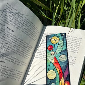 Retro Space Bookmark - Vintage-Inspired Galaxy & Planets Design, Unique Book Lover Gift, Cosmic Art Bookmark, Retro Sci-Fi Style