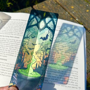 Spooky Halloween Bookmark, Witch, Pumpkin & Ghost Design, Scary Creepy Bookmark Gift for Book Lovers