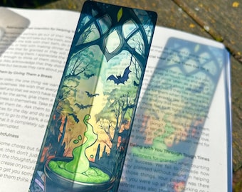 Spooky Halloween Bookmark, Witch, Pumpkin & Ghost Design, Scary Creepy Bookmark Gift for Book Lovers