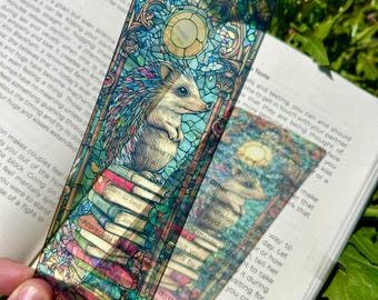 Book Stacked Hedgehog Bookmark, Adorable Reading Hedgehog, Cozy Book Lover Gift, Bookscraping Gift, Cute Literary Accessory