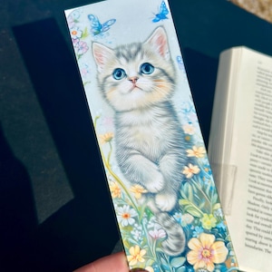 Cute Fluffy Kitten Bookmark, Watercolor Cat Transparent Page Marker, Cat Themed Reading Accessories, Book Lover Birthday Gift Idea