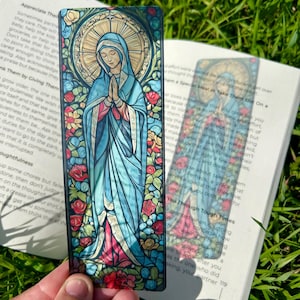 Virgin Mary Bookmark – Religious Catholic Gift, Christian Prayer Bookmark, Blessed Mother, Marian Devotional, Bible Accessories