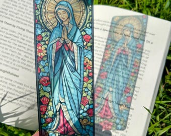 Virgin Mary Bookmark – Religious Catholic Gift, Christian Prayer Bookmark, Blessed Mother, Marian Devotional, Bible Accessories