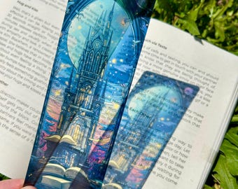 Segnalibro Cattedrale Castello Celeste - Segnalibro fantasy, regalo mistico castello nel cielo, accessorio unico per amanti dei libri, arte gotica fiabesca