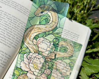 Stained Glass Ball Python Bookmark - Handmade Snake Gift, Reptile Lover Gift, Unique Book Accessory, Exotic Pet Owner Gift
