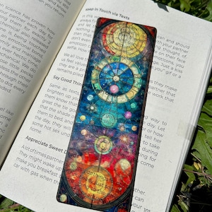 Zodiac Bookmark, Celestial Astrology Gift, Cosmic Horoscope Book Accessory, Stained Glass Style Bookmark for Book Lovers