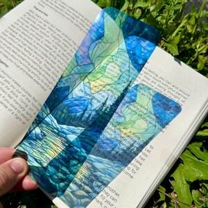 Northern Lights Bookmark - Handmade Aurora Borealis Art, Colorful Stained Glass Page Marker