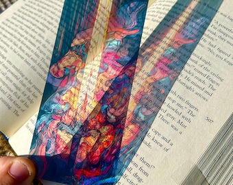 Fantasy Sword Bookmark | Colorful Epic Book Lover Gift | Dragon Flame Art Bookmark | Magical Sword Page Marker for Readers