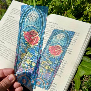 Beauty and the Beast Rose Bookmark – Enchanted Rose Design, Magical Fairy Tale Art, Perfect Gift for Diz Fans and Book Lovers
