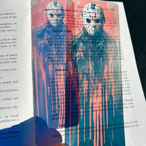 Voorhees Horror Bookmark – Jason Slasher Icon in Bloody Abstract Style, Stained Glass Bookmark