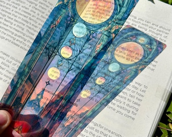 Moon Phases Surrounded Bookmark - Celestial Lunar Art, Mystical Moon Phase Design, Astrology Gift