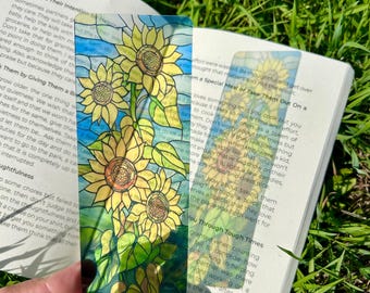 Sunflowers Bookmark – Handmade Floral Bookmark, Bright Yellow Flower Page Marker, Nature Lover Gift, Boho Aesthetic Book Accessory