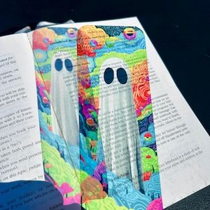 Kawaii Ghost Bookmark – Adorable Sweet & Spooky Cute Ghost Book Marker, Perfect Pastel Halloween Gift for Book Lovers