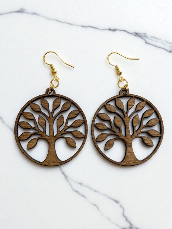 Laser Cut Woodland Earrings Bundle: Acorn, Leaf, Pinecone, Tree of Life (SVG + xTool Files)