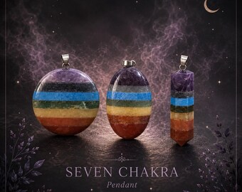 Seven Chakra Crystal Pendant | Gemstone Jewellery | Chakra Stones | Spiritual Gift | Pendant Only
