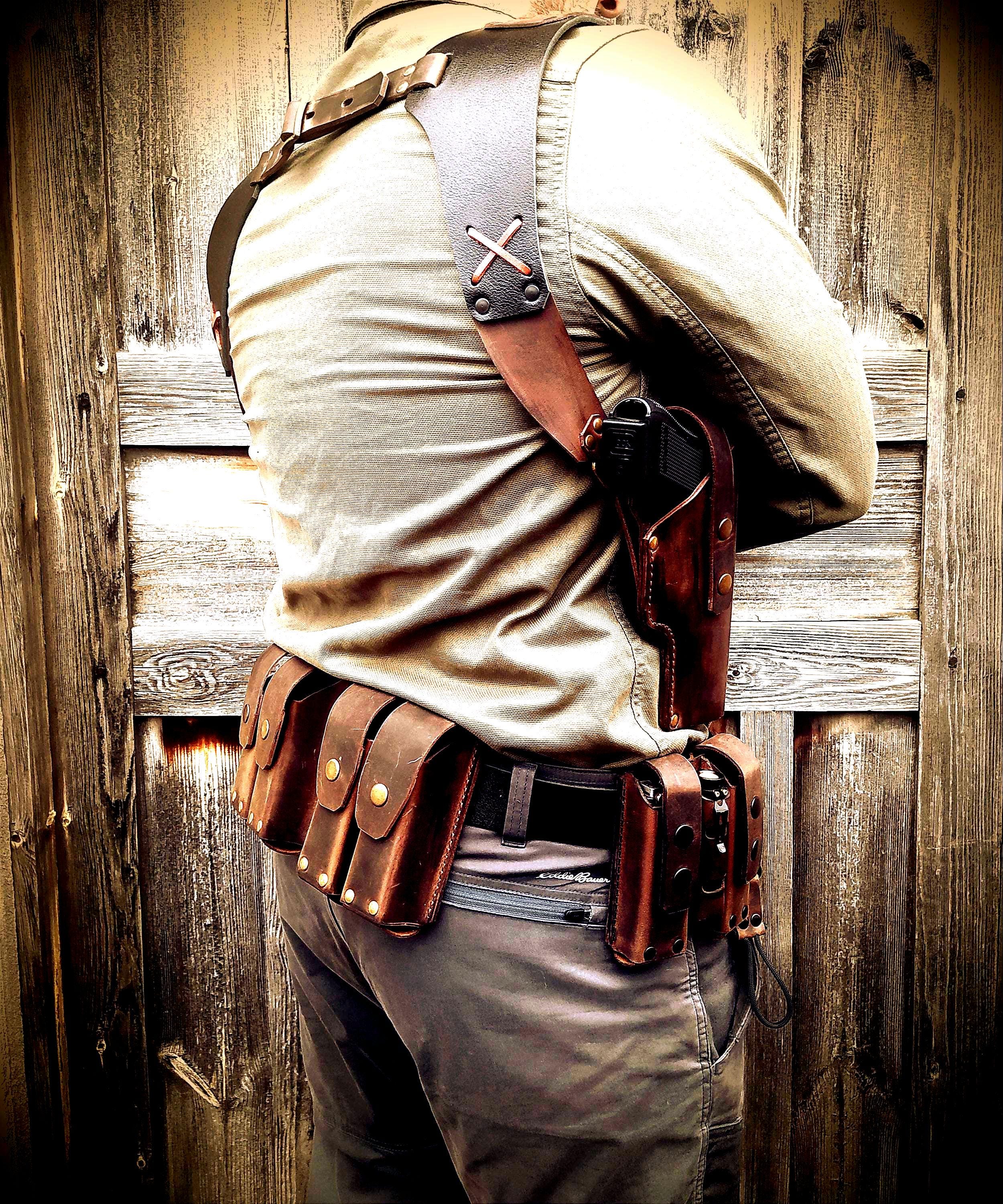 ハンドクラフトレザーダブルショルダーホルスター、コルト1911