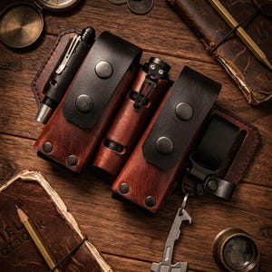Bainha de couro artesanal para cinto | Organizador de ferramentas multiuso EDC